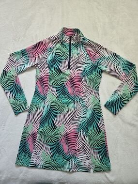 Tommy Bahama Golf Pink, Black, Mint Leaf-print Dress